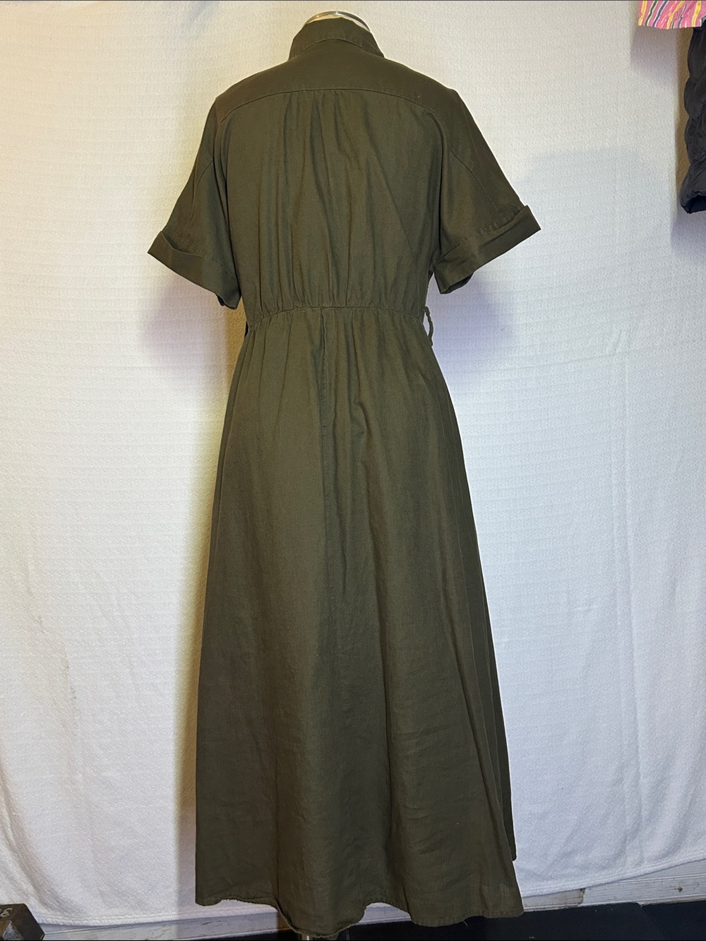 Zara Olive Green Maxi Shirt Dress - Picture 3 of 6